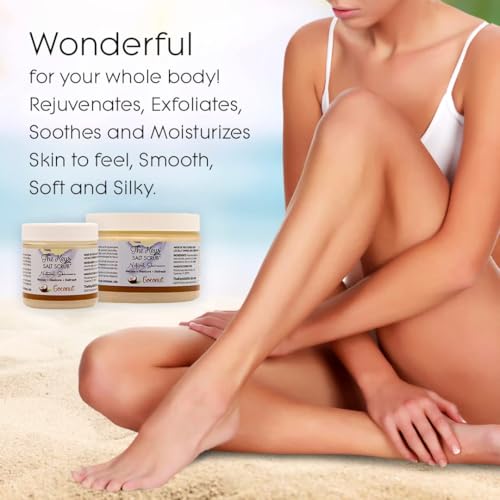 The Keys Salt Scrub -Sea Salt Scrub - Exfoliating Body Scrub with Wooden Spoon - Moisturizing Exfoliator for Hands, Foot, Bath,