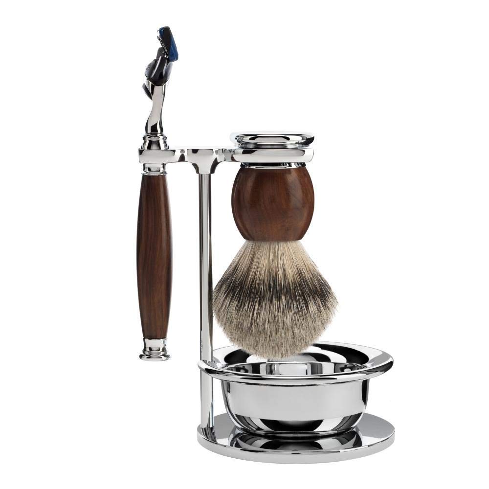 MÜHLE SOPHIST 4-piece Silvertip Badger Brush 5-Blade Razor Luxury Shaving Set