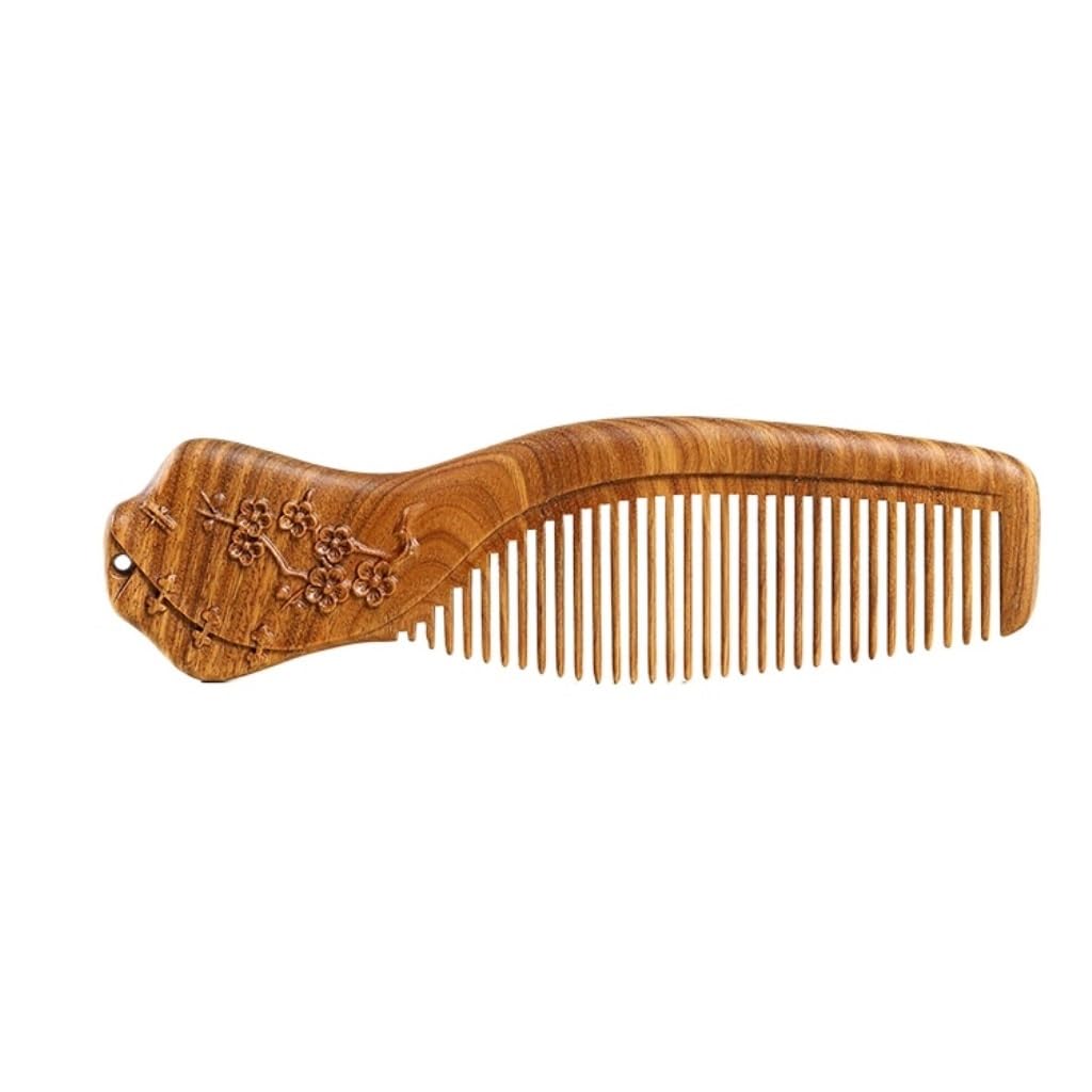 HGIYA Wooden Carved Comb Vintage Curling Comb Women's Long Hair Comb for Hair,Beard or Mustache