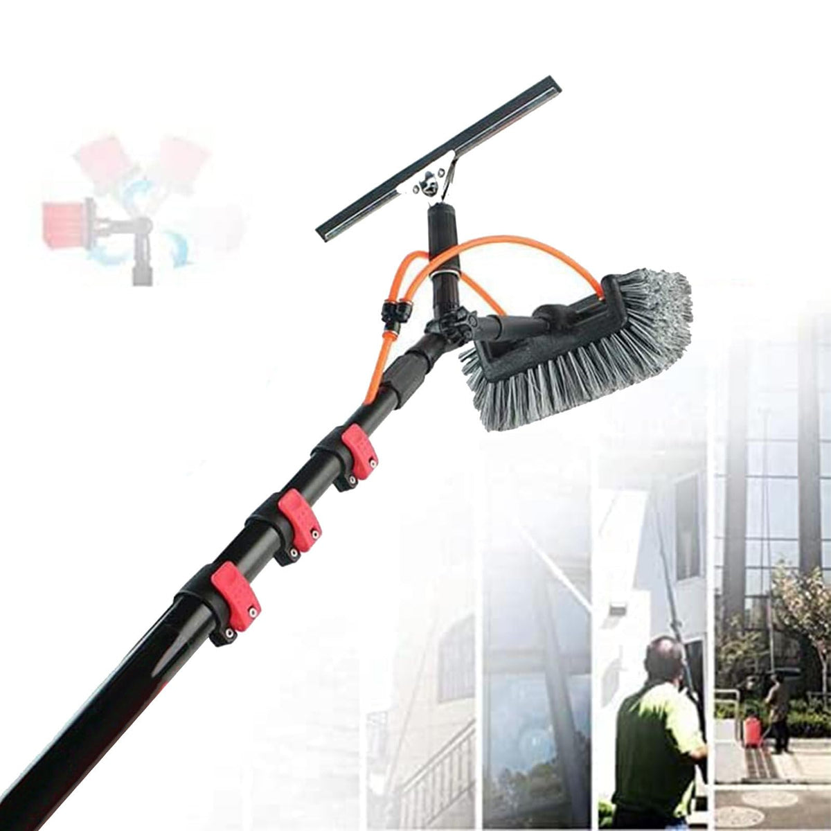 Water Fed Window Cleaning Tool 10m PV Panel Brush with 30cm Head Ideal for So Panel Cleaning 3.6M/12FT Extendable Reach
