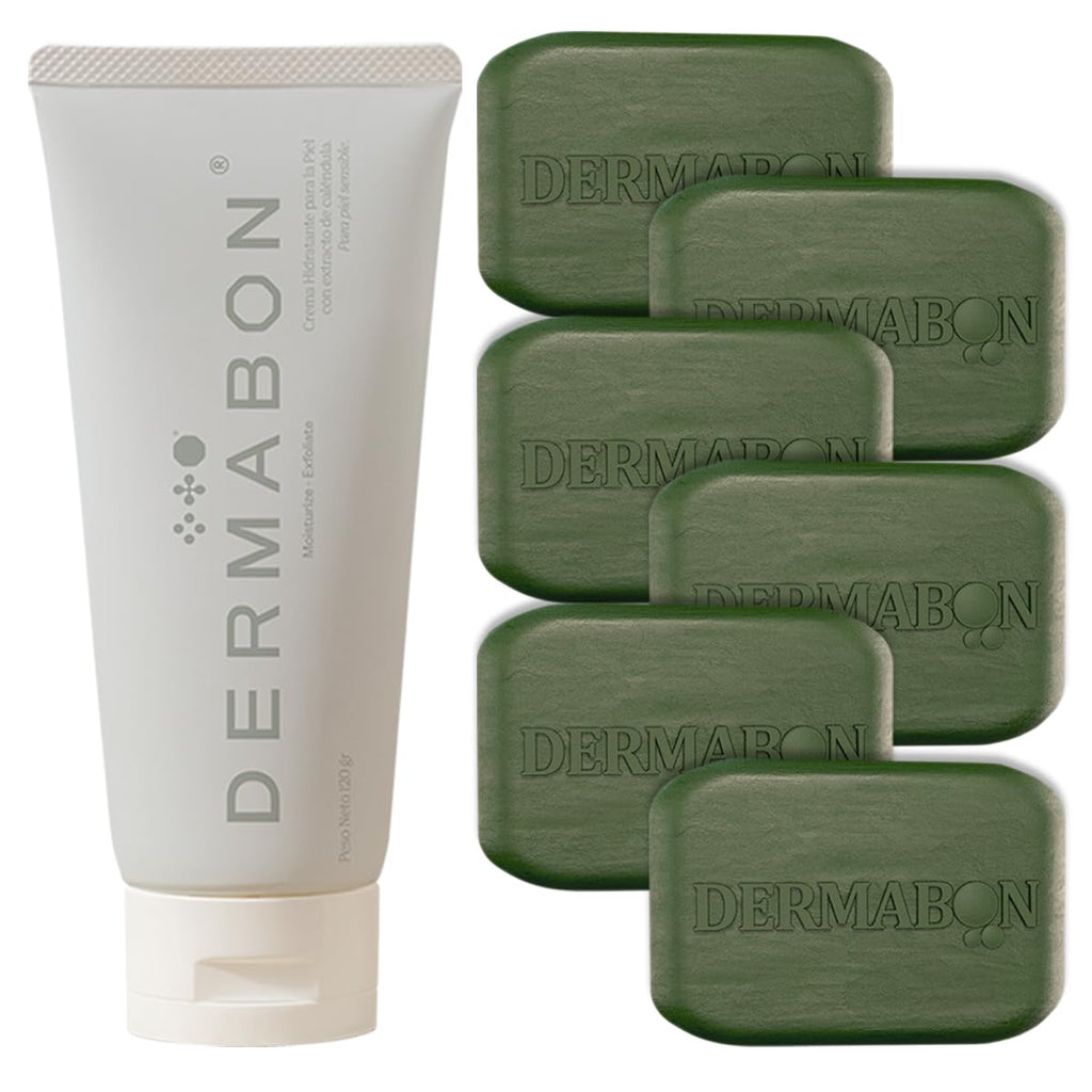 DERMABON Seborrheic Dermatitis Cream & Psoriasis Soap Bar Bundle| Calendula Extract, Salicylic Acid & Bee Wax Cream| Coal Tar soap for Dandruff Control| Moisturizing Crema para Psoriasis