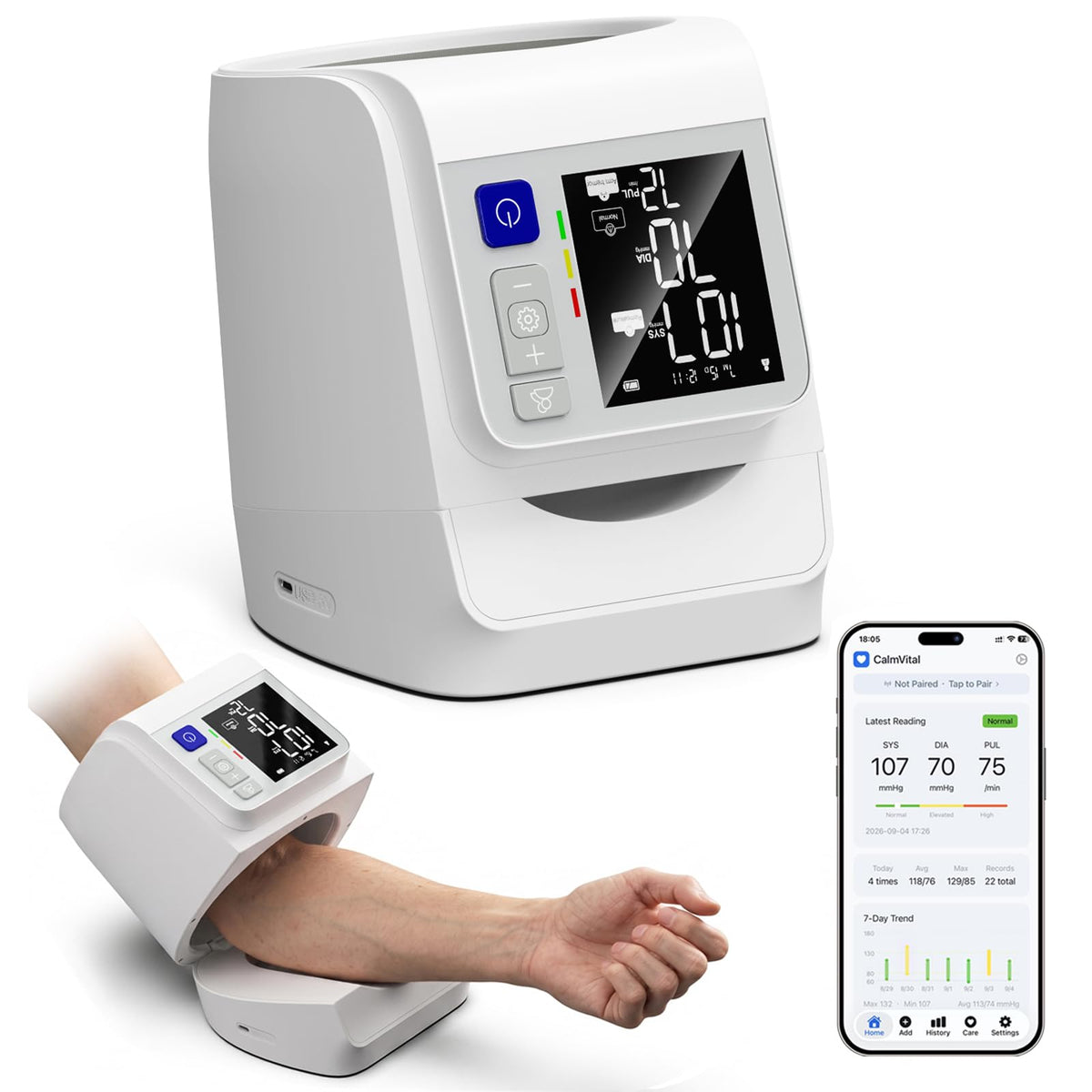 Wazhel Upper Arm Blood Pressure Monitor – One-Touch Use