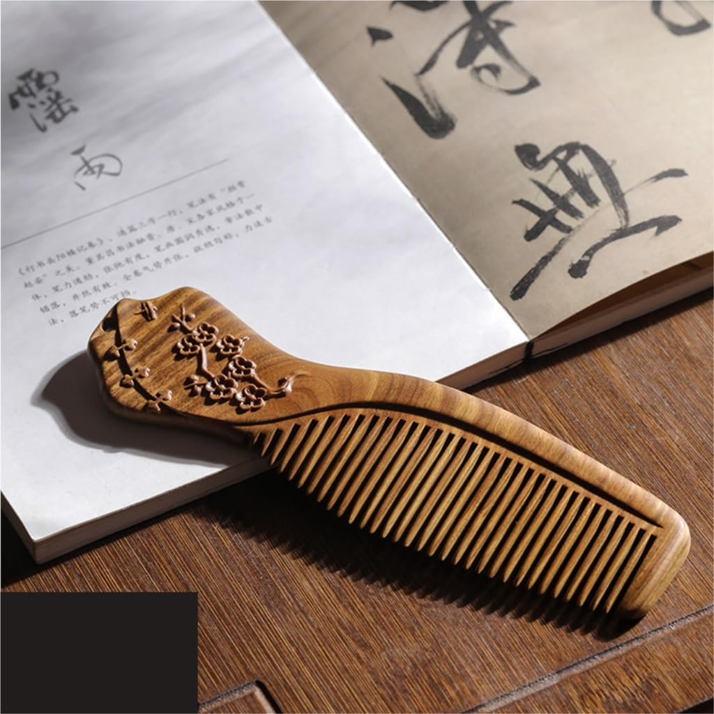 HGIYA Wooden Carved Comb Vintage Curling Comb Women's Long Hair Comb for Hair,Beard or Mustache