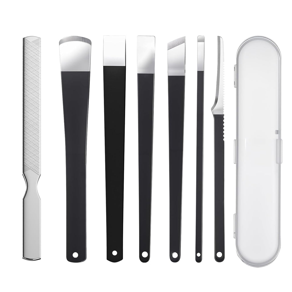 MYLMAC 7 Pcs Professional Pedicure Tools for Feet, Stainless Steel Ingrown Toenail Removal Blade Kit with File, Toe Nail Knife Set for Men Women,Corn and Rasp Callus Remover Foot Scraper for Dead Skin