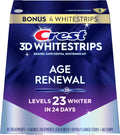 Crest 3D Whitestrips Age Renewal, 3D White, Teeth Whitening Strip Kit, 48 Strips (24 Count Pack), Crest Teeth Whitening Strips, Teeth Whitening Kit