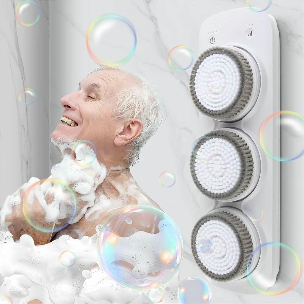 KFJZGZZ Back Scrubber for Shower Wall, 3-Speed & Height Adjustment Wall-Mounted Electric Back Scrubber, for Deep Cleansing, Exfoliation, and Daily Bath