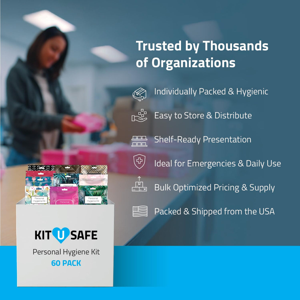 Bulk Menstrual Hygiene Kits with Tampons, Pads & Wipes