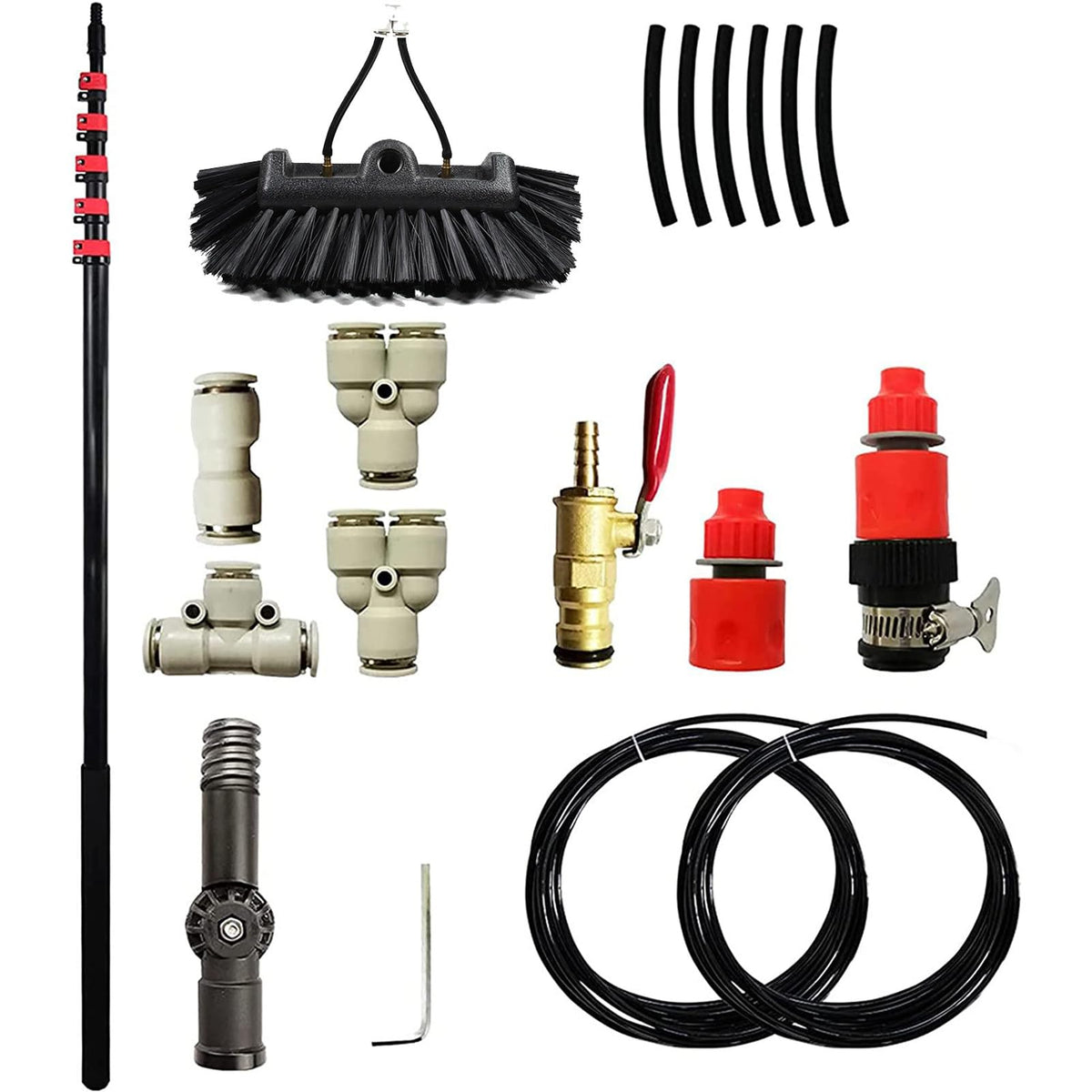 Water Fed Window Cleaning Tool 10m PV Panel Brush with 30cm Head Ideal for So Panel Cleaning 3.6M/12FT Extendable Reach