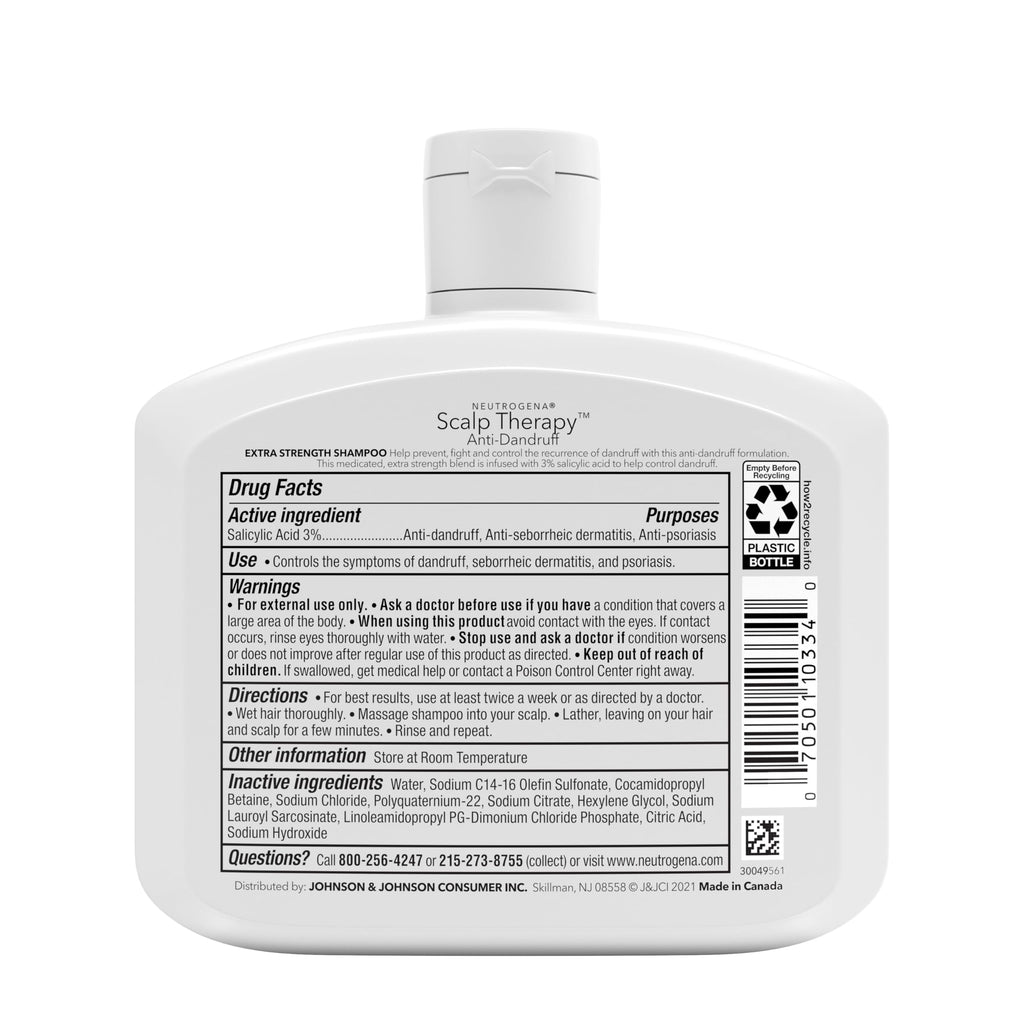 Neutrogena Scalp Therapy Anti-Dandruff Shampoo, Fragrance Free, 12 Fl Oz