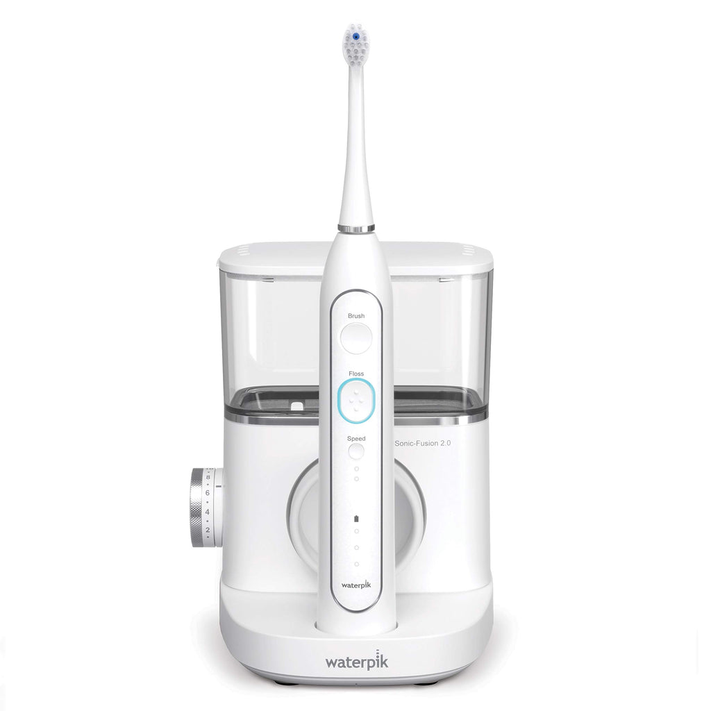 Waterpik Sonic-Fusion 2.0 Professional Flossing Electric Toothbrush and Water Flosser Combo Bundle with White and Black Handle