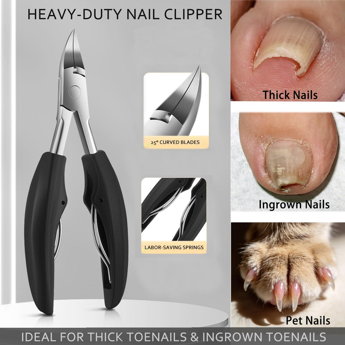 Toenail Clippers for Seniors Thick Toenails Angled Head Large Toe Nail Clippers Heavy Duty Ingrown Toenail Clippers