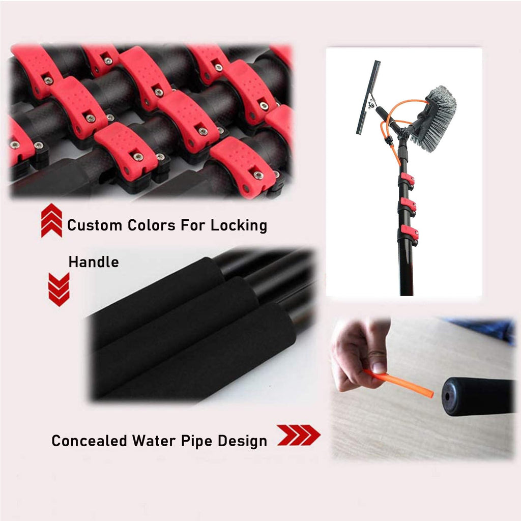 Water Fed Window Cleaning Tool 10m PV Panel Brush with 30cm Head Ideal for So Panel Cleaning 3.6M/12FT Extendable Reach