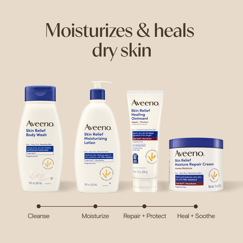 Aveeno Skin Relief Intense Moisture Repair Body Cream with Triple Oat & Shea Butter Formula, Helps Relieve & Restore Extra-Dry Skin with Long-Lasting Moisture, Fragrance-Free