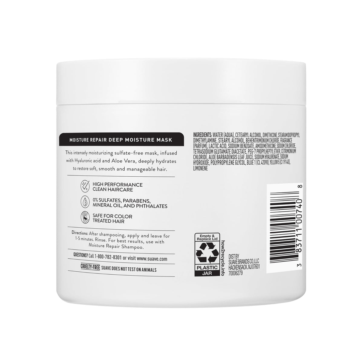 Suave Moisture Repair Deep Hair Mask, Hyaluronic Acid, 13.5 fl oz, 4-Pack