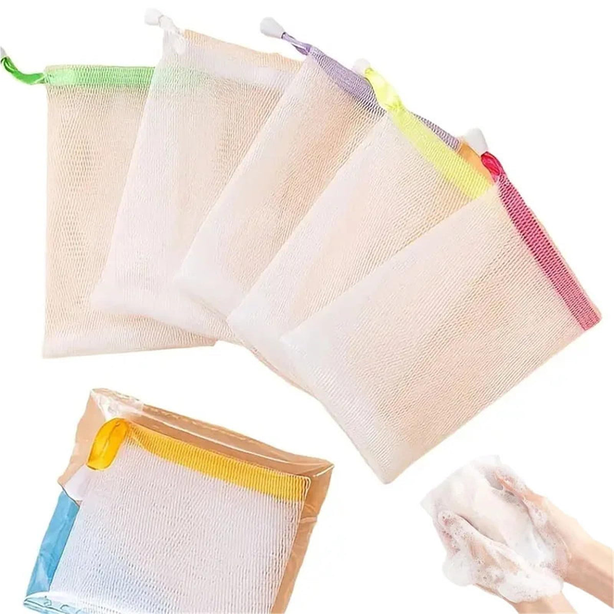 Soap Saver Bag 6-600PCS Portable Soap Pouch Multi Use Lather Net for Travel Camping Cleanser Shaving Cream Body Wash Accessory(600pcs)
