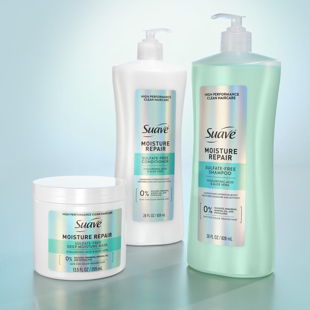 Suave Moisture Repair Deep Hair Mask, Hyaluronic Acid, 13.5 fl oz, 4-Pack