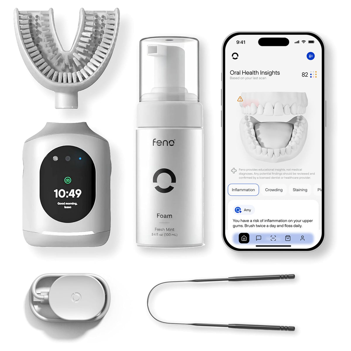 Feno Smartbrush Electric Toothbrush for Adults with Smart Cleaning