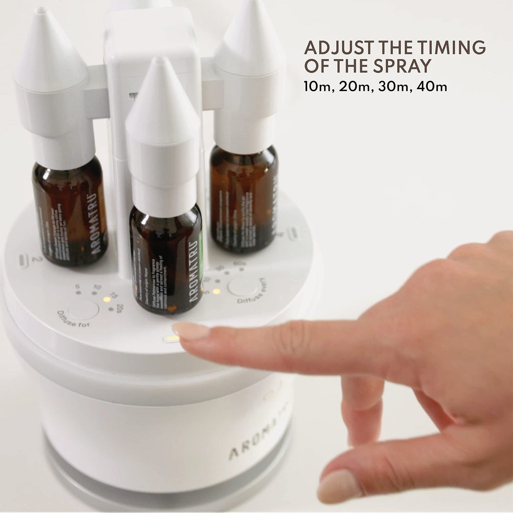 AromaTru Smart Aromatherapy Waterless Oil Diffuser with WiFi Capability and App – Combine and Diffuse up to 4 Bottles of Essential Oils Simultaneously – No Water, No Mess