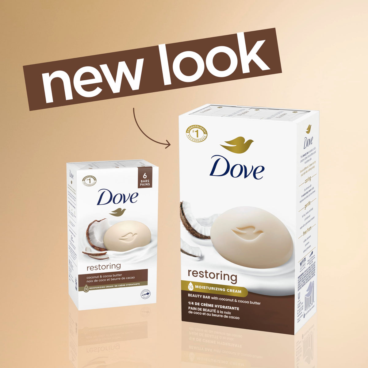 Dove Beauty Bar Soap Restoring Coconut & Cocoa Butter, 3.75 Ounce (Pack of 72)