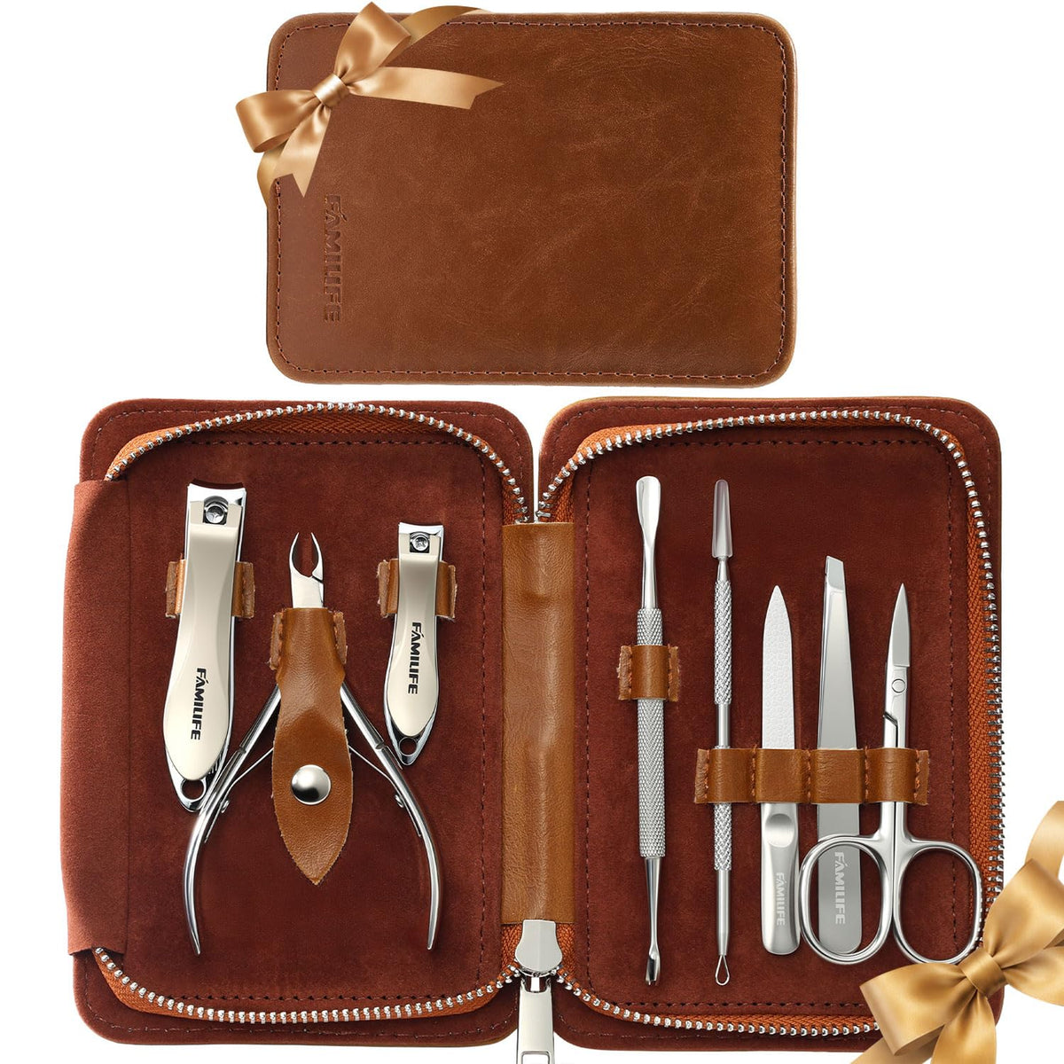 FAMILIFE 11-in-1 Stainless Steel Manicure Set with Case