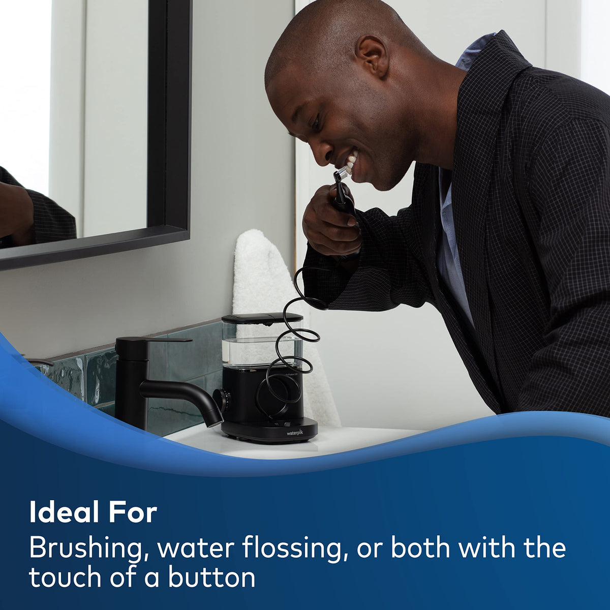 Waterpik Sonic-Fusion 2.0 Professional Flossing Electric Toothbrush and Water Flosser Combo Bundle with White and Black Handle