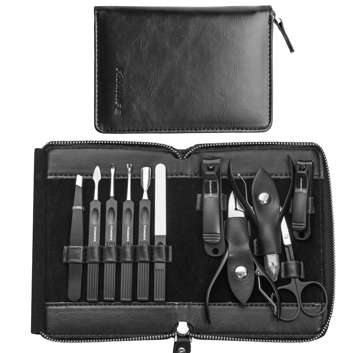 FAMILIFE 11-in-1 Stainless Steel Manicure Set with Case