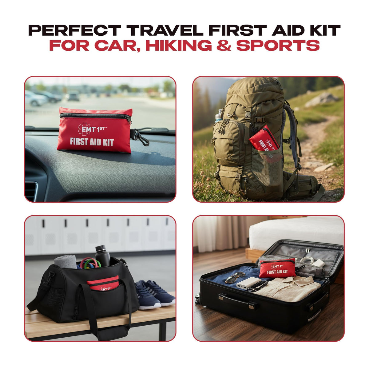 EMT Emergency First Aid Kit with Blanket & Travel Pouch